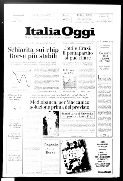 Italia oggi : quotidiano di economia finanza e politica